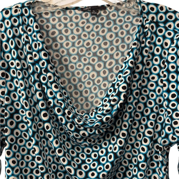 Chaus Patterned Top with cowl neck & rutching on sides EUC Women’s size XL - Picture 2 of 8